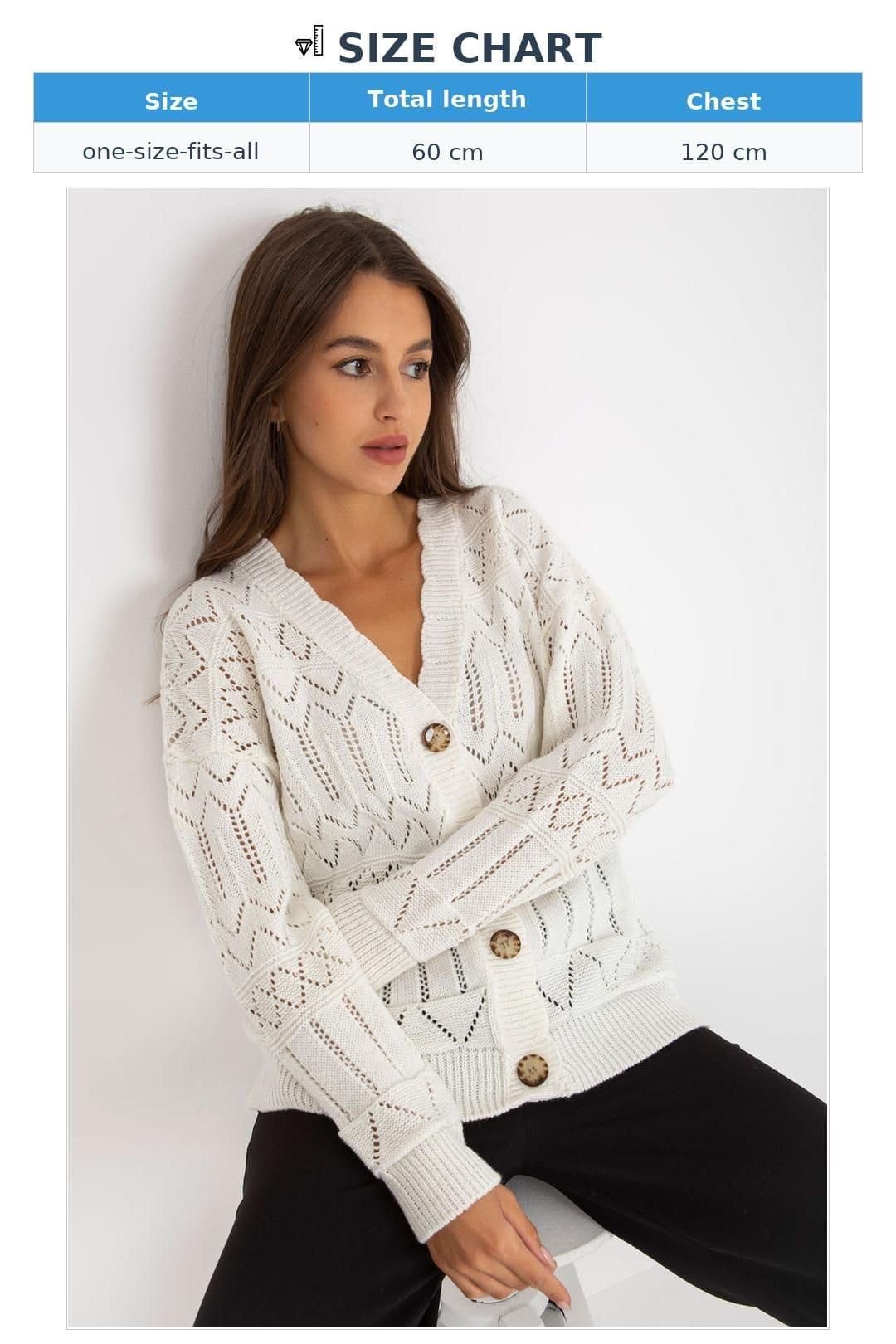 Love Lace Love Lace Women's Openwork Button Down Cardigan Sweater Style 175414 in White - 4