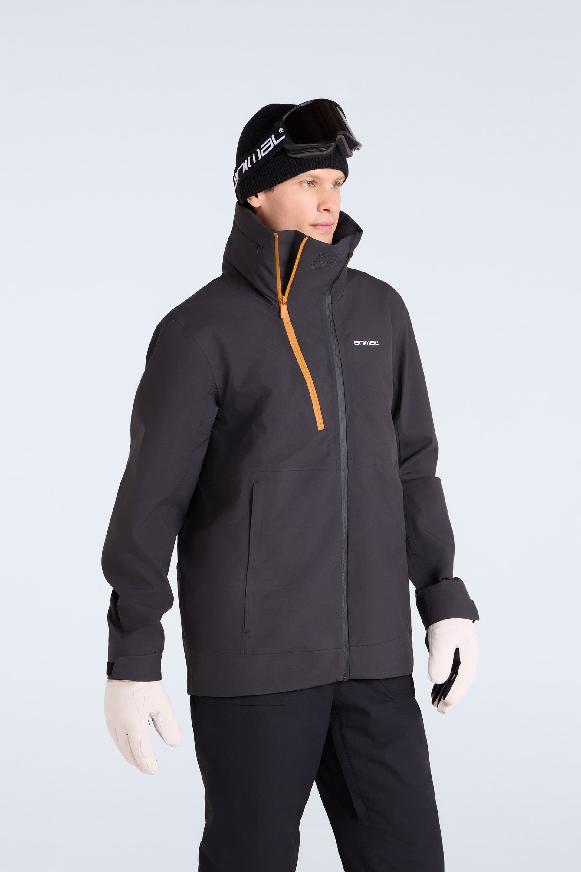 Animal Animal Men's 'Vortex' 3 Layer Waterproof Adjustable Hood Warm Winter Ski Jacket in Black