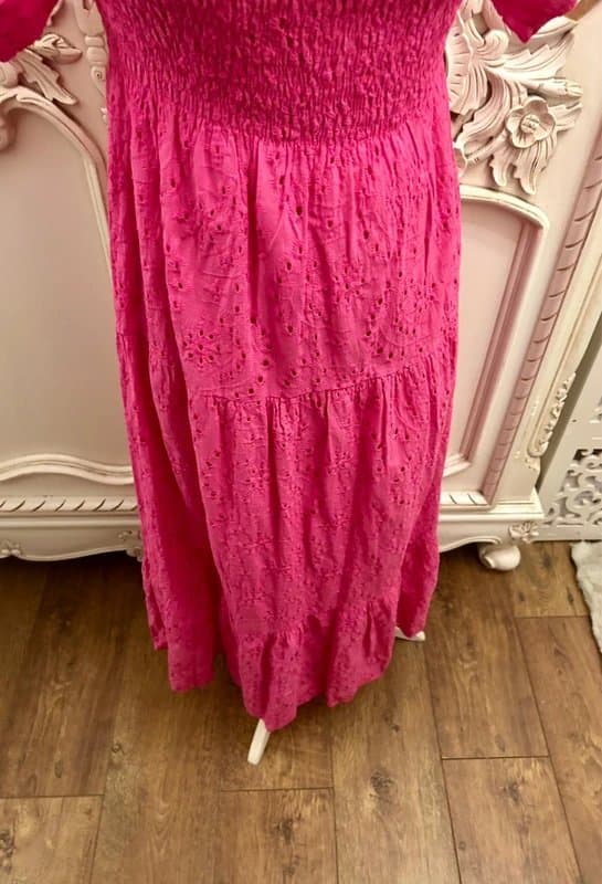 Never Fully Dressed Never fully dressed Bnwt pink lace embroidered Broderie Anglaise maxi dress 10