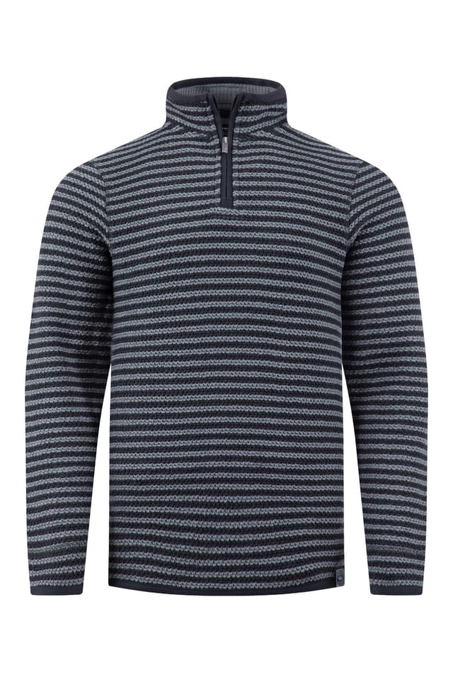 Weird Fish Weird Fish Men's Shorling 1/4 Zip Striped Macaroni Sweatshirt in Black - 2