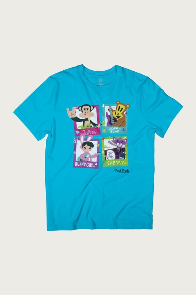 Paul Frank Paul Frank Men's Julius The Monkey & Co Rock Music Band T-Shirt in Mid Blue - 2
