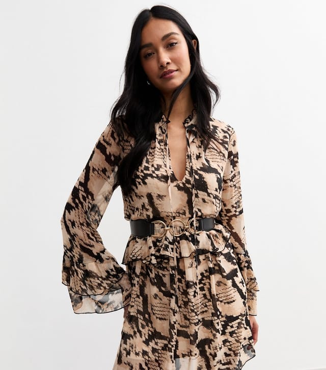 New Look Black Circle Buckle Stretch Belt New Look - 3