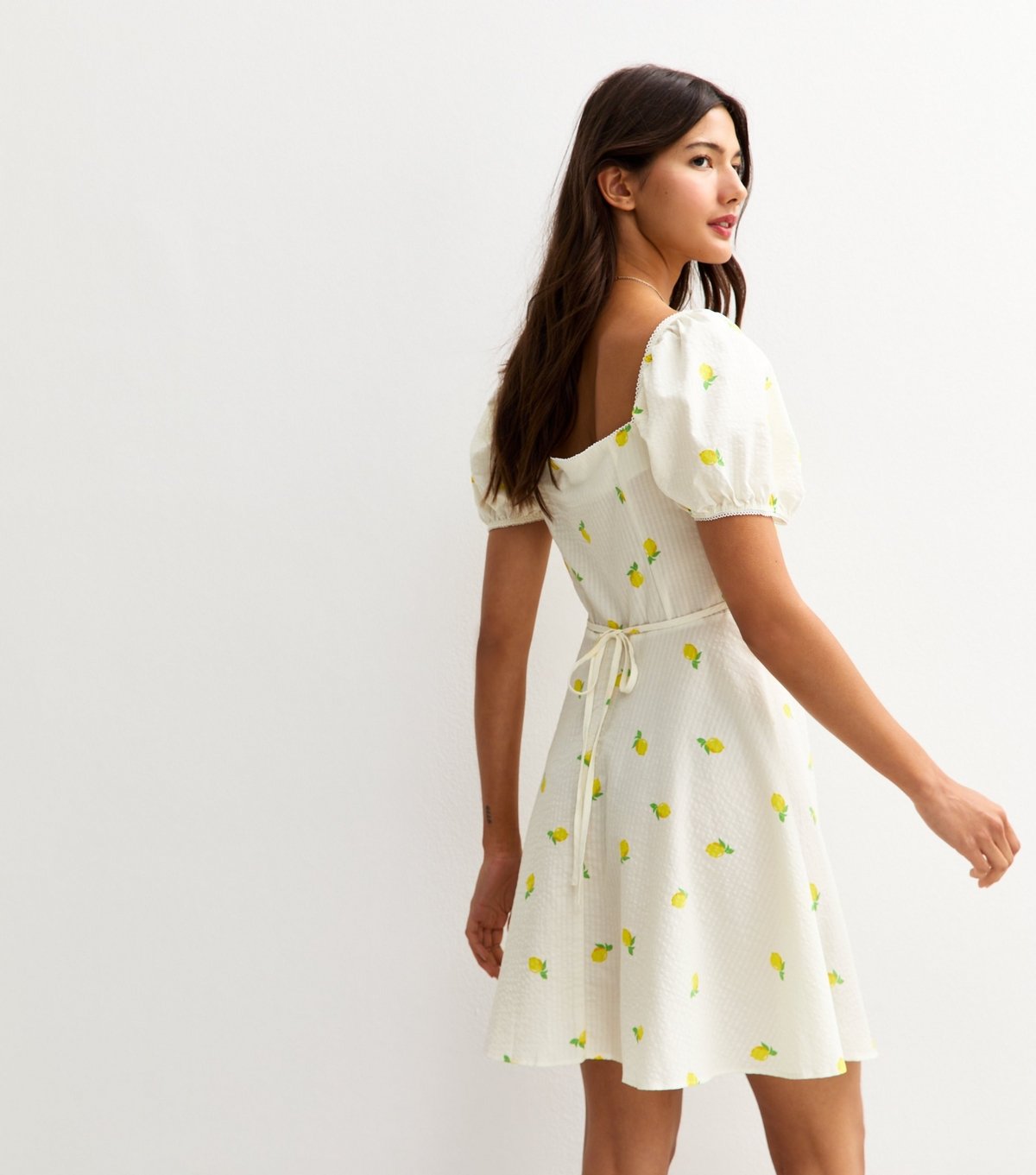 New Look Women's Cream Lemon Print Milkmaid Mini Dress New Look - 4