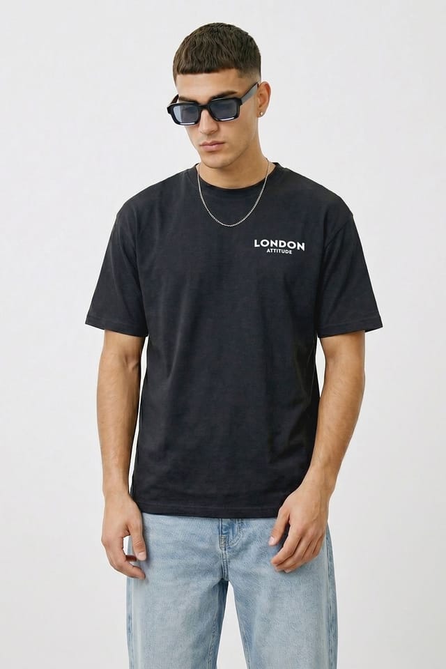 LONDON ATTITUDE LONDON ATTITUDE Men's Tokyo Dragon Oversized Heavyweight Cotton T-Shirt in Black - 3
