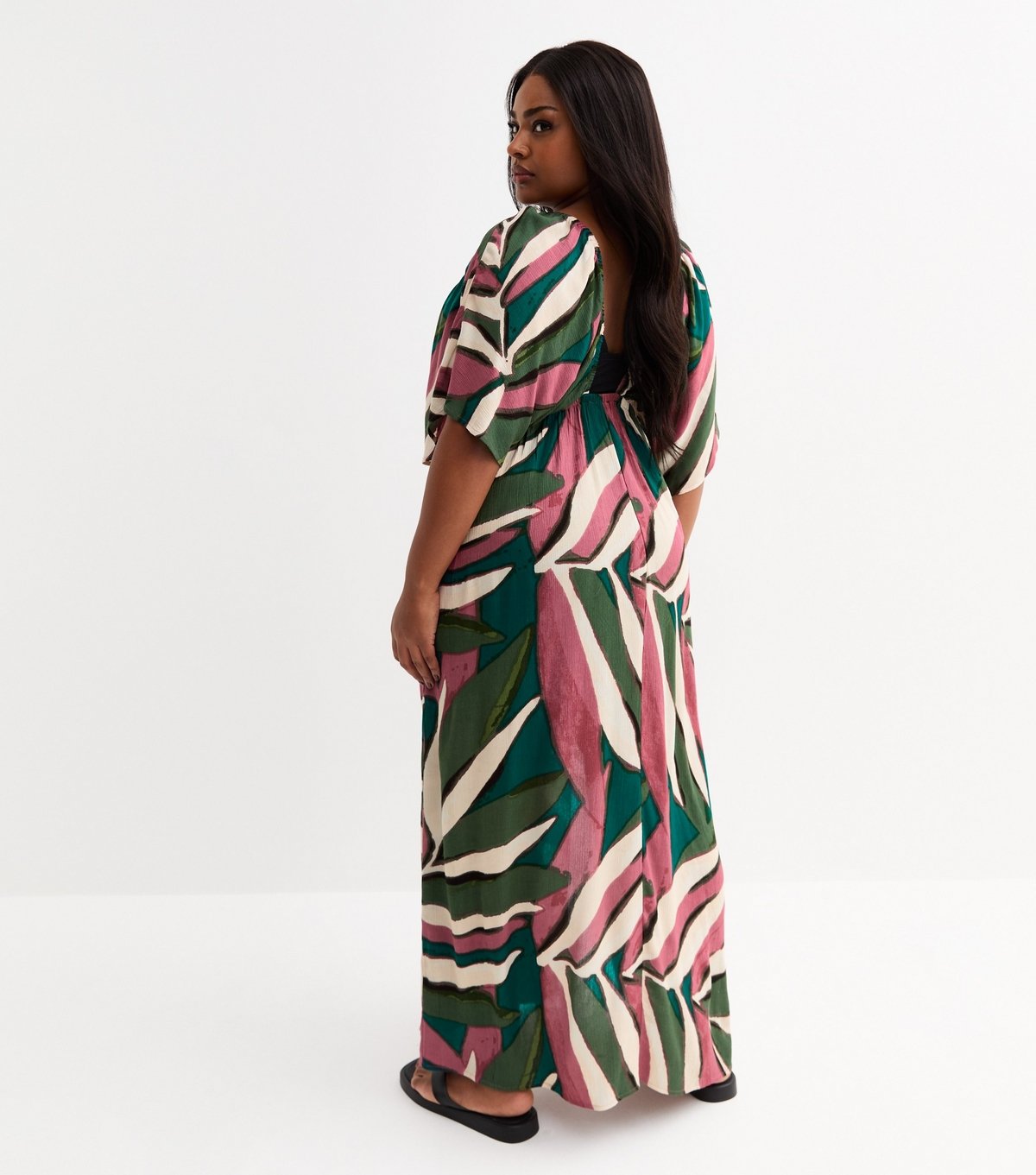 New Look Women's Green Floral Print V-Neck Maxi Dress Cover Up New Look - 4