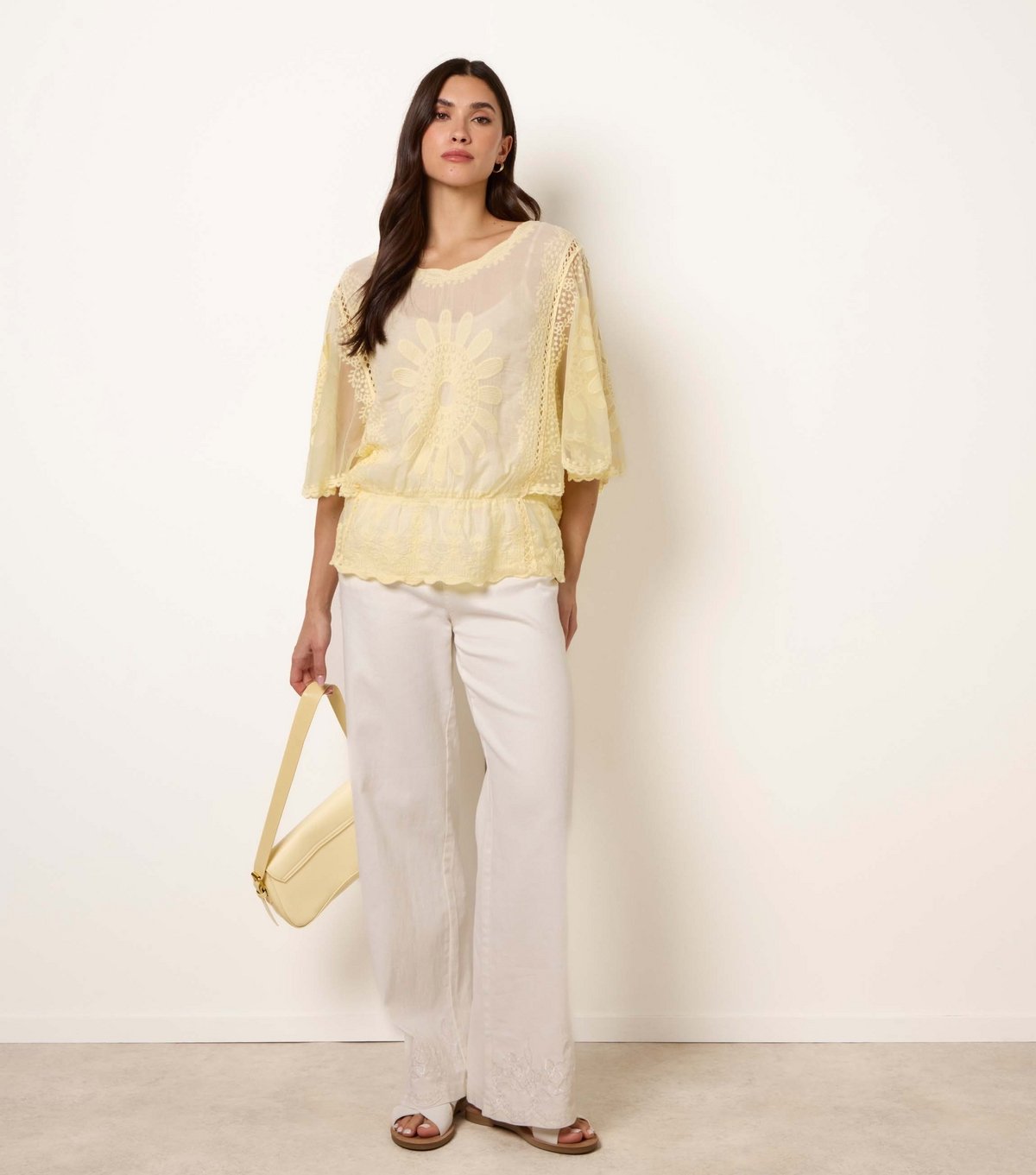 Blue Vanilla Women's Yellow Sunflower Lace Trim Blouse Blue Vanilla New Look - 2