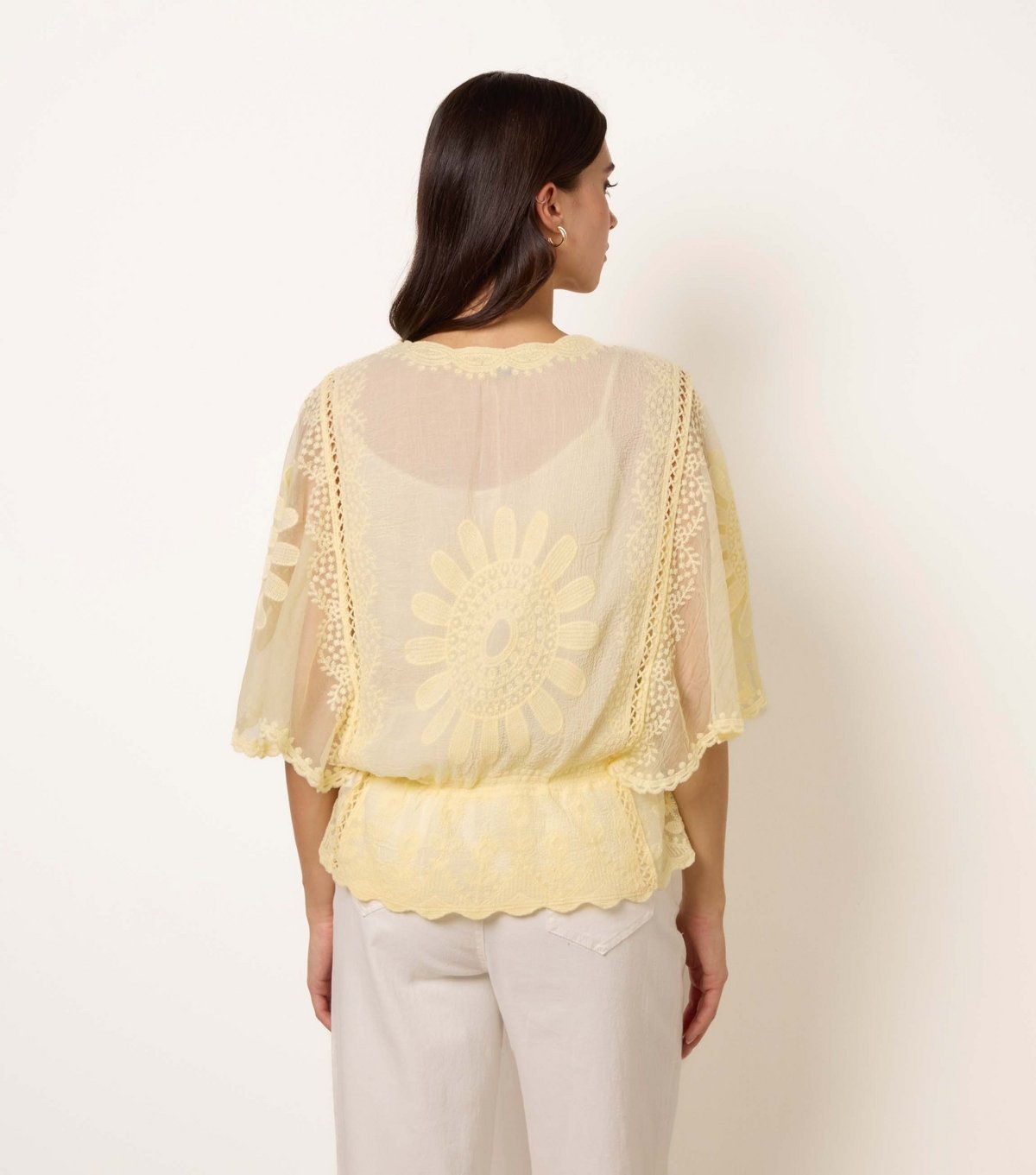 Blue Vanilla Women's Yellow Sunflower Lace Trim Blouse Blue Vanilla New Look - 4