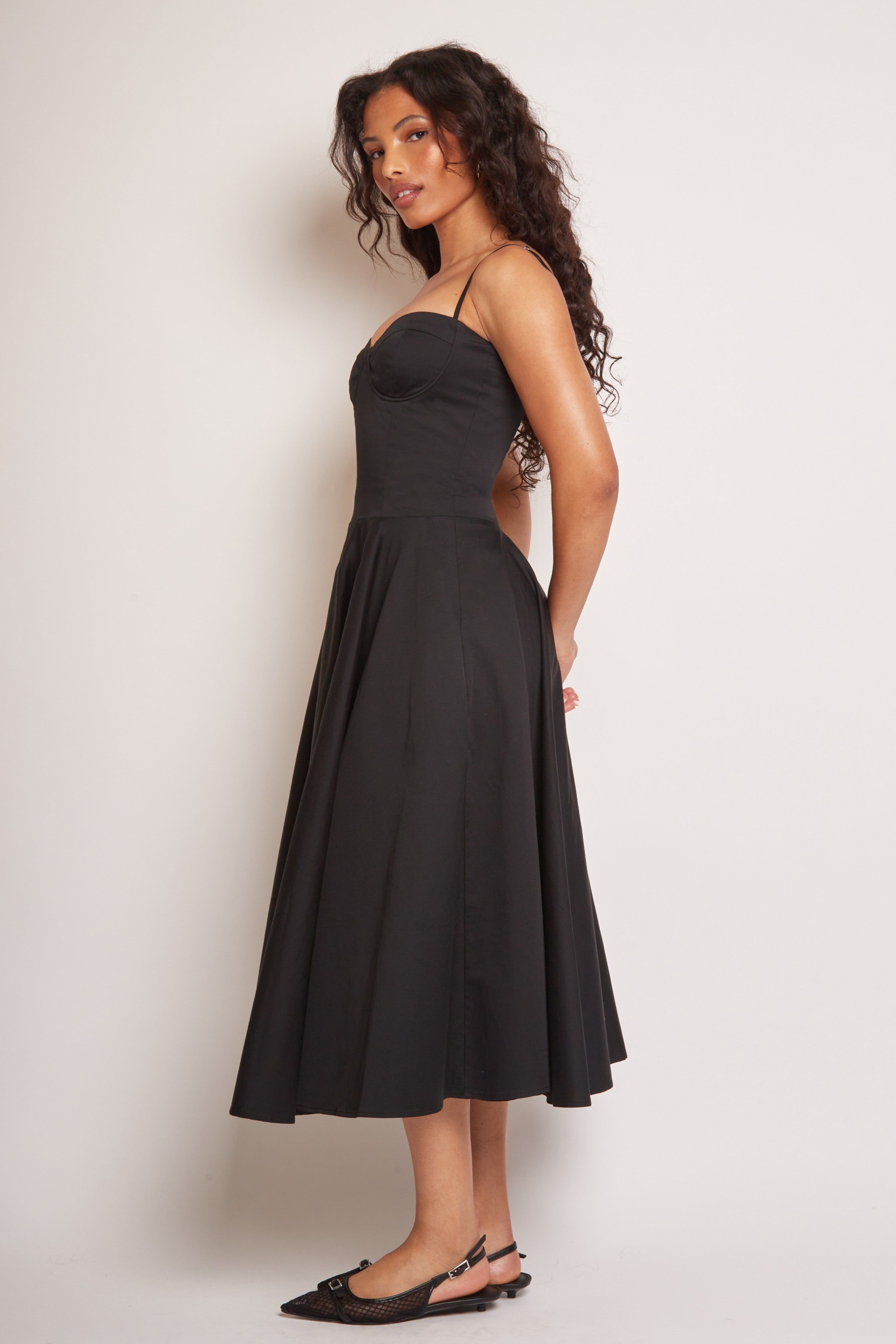 Jaded Rose Jaded Rose Women's Jade Black Cotton Bustier Midi Dress - 2