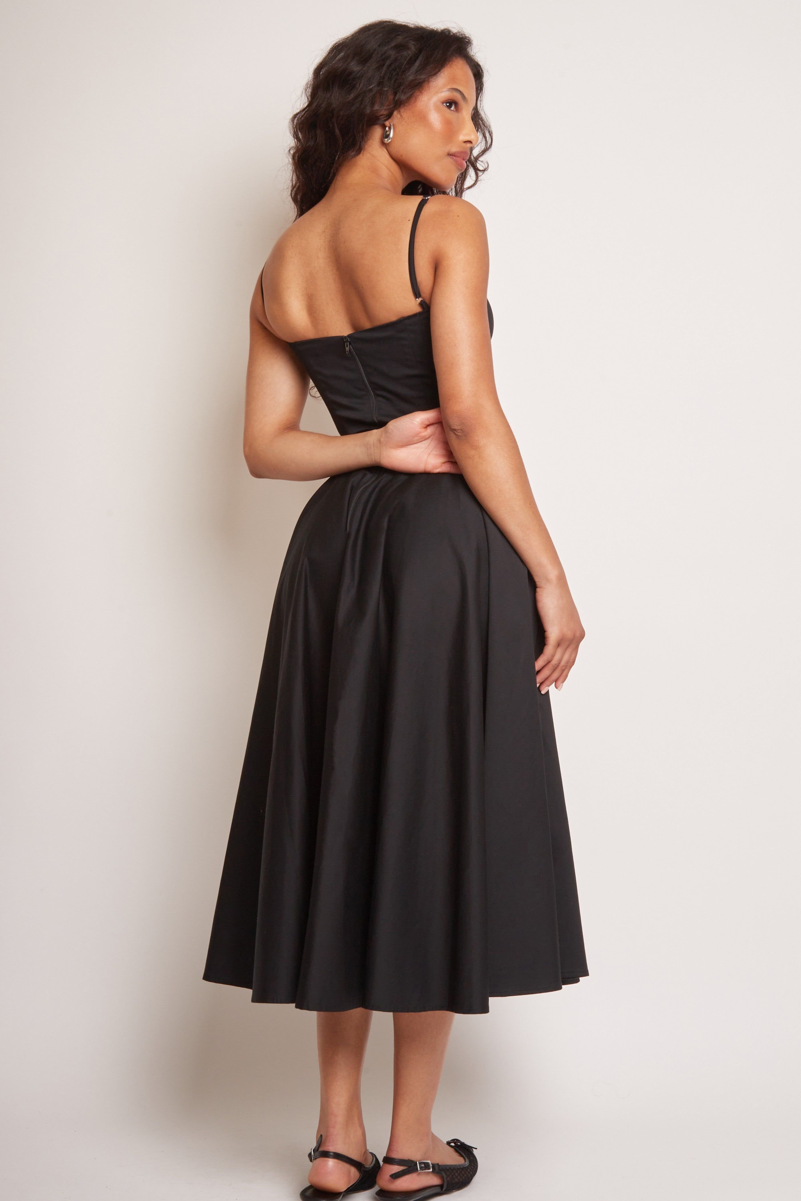 Jaded Rose Jaded Rose Women's Jade Black Cotton Bustier Midi Dress - 3