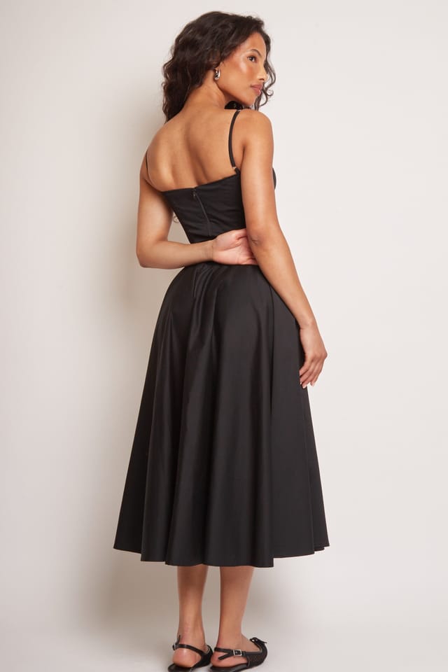 Jaded Rose Jaded Rose Women's Jade Black Cotton Bustier Midi Dress - 3