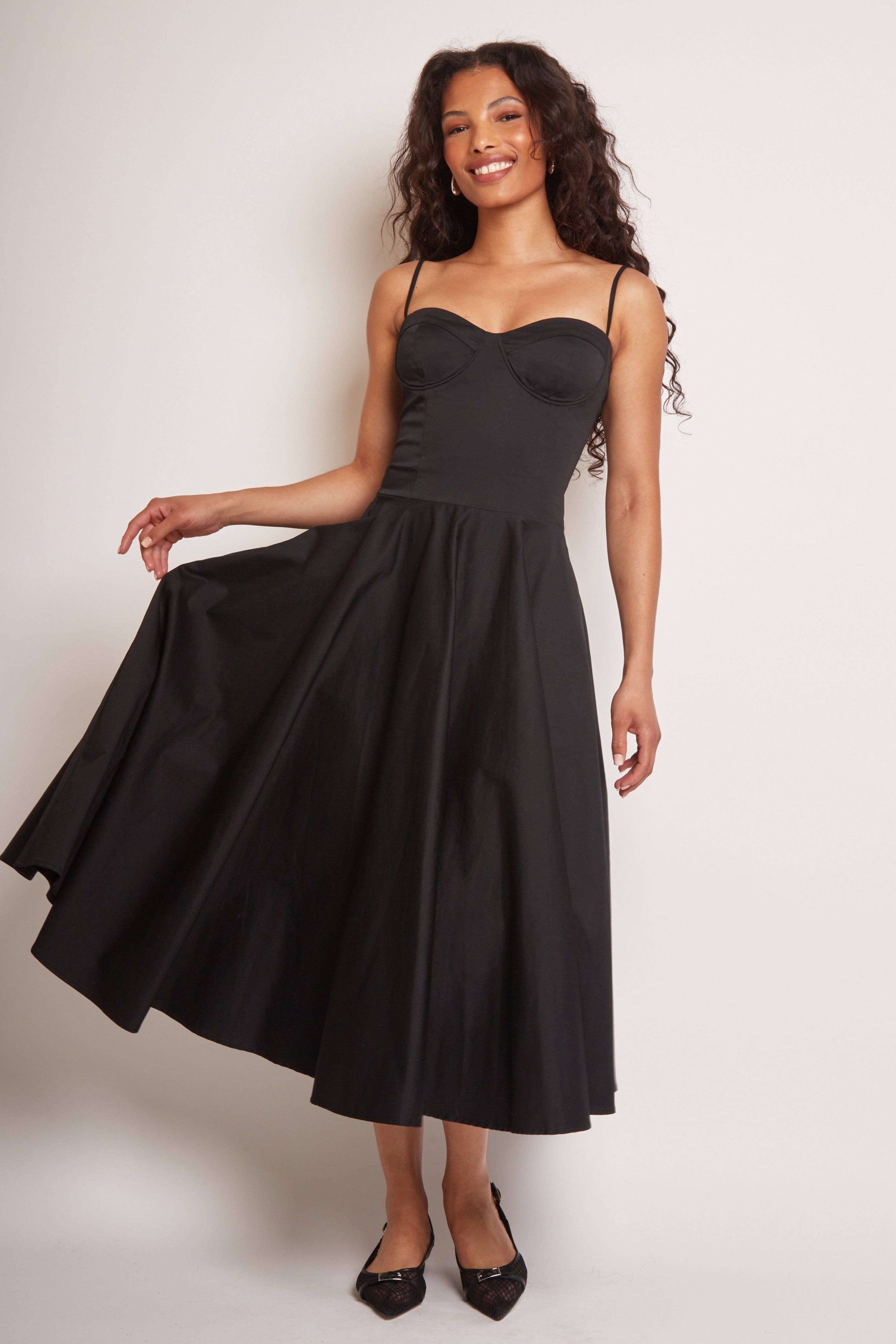 Jaded Rose Jaded Rose Women's Jade Black Cotton Bustier Midi Dress - 4