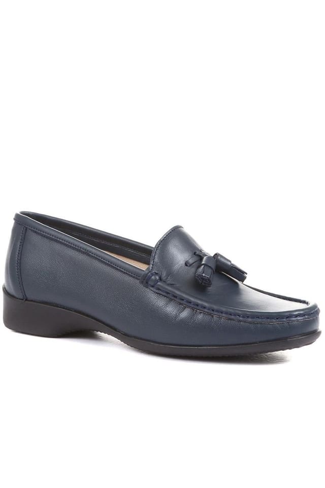 Pavers Pavers Women's Leather Tassel Loafers in Navy - 2