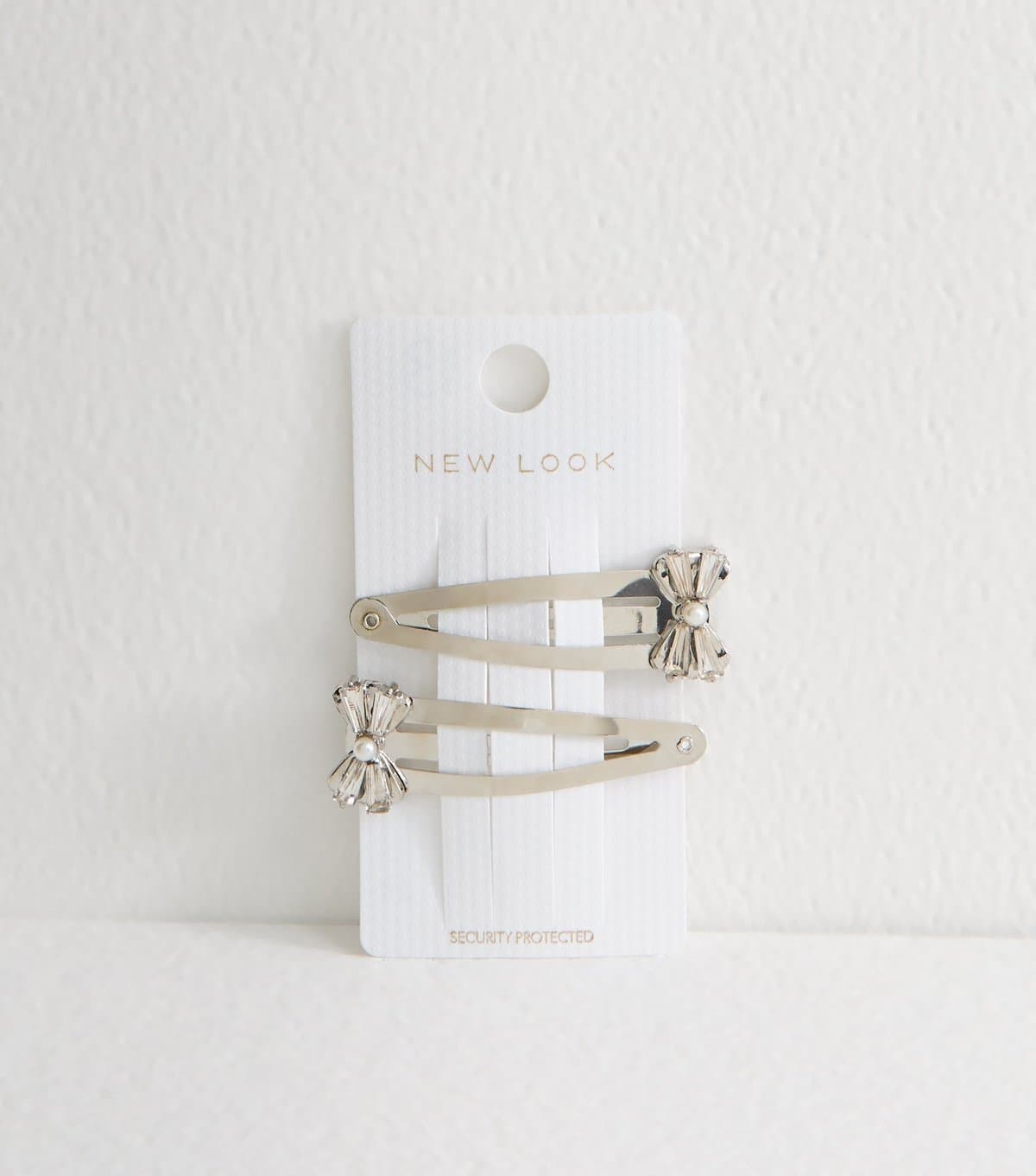 New Look Pack of 2 Silver Metal Gem Embellished Bow Hair Slides New Look