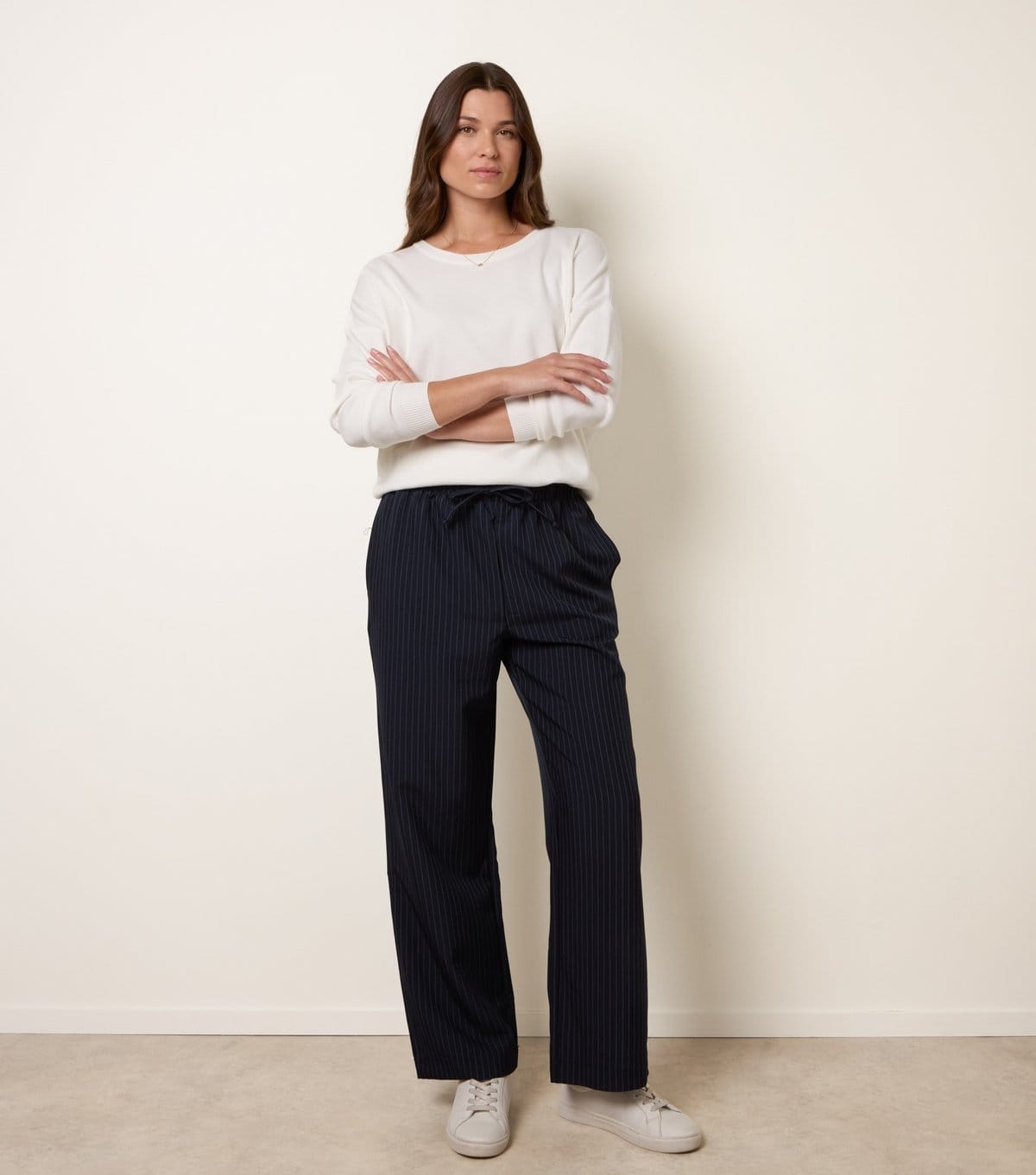 Blue Vanilla Women's Navy Pinstripe Trousers Blue Vanilla New Look - 4