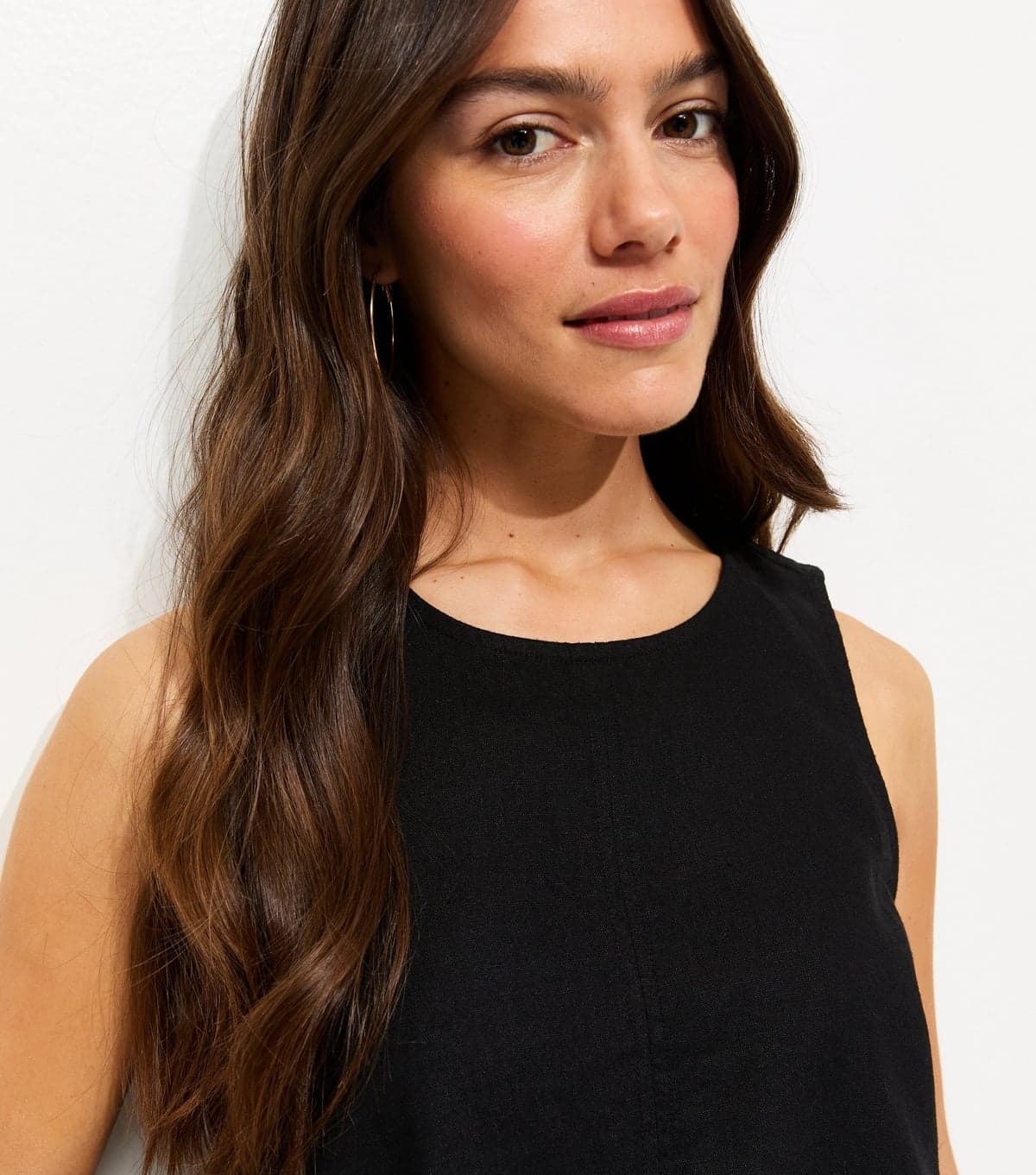 New Look Women's Petite Black Linen Blend Sleeveless Top New Look