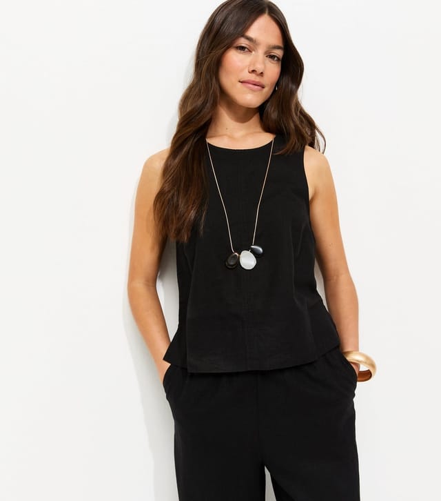 New Look Women's Petite Black Linen Blend Sleeveless Top New Look - 2