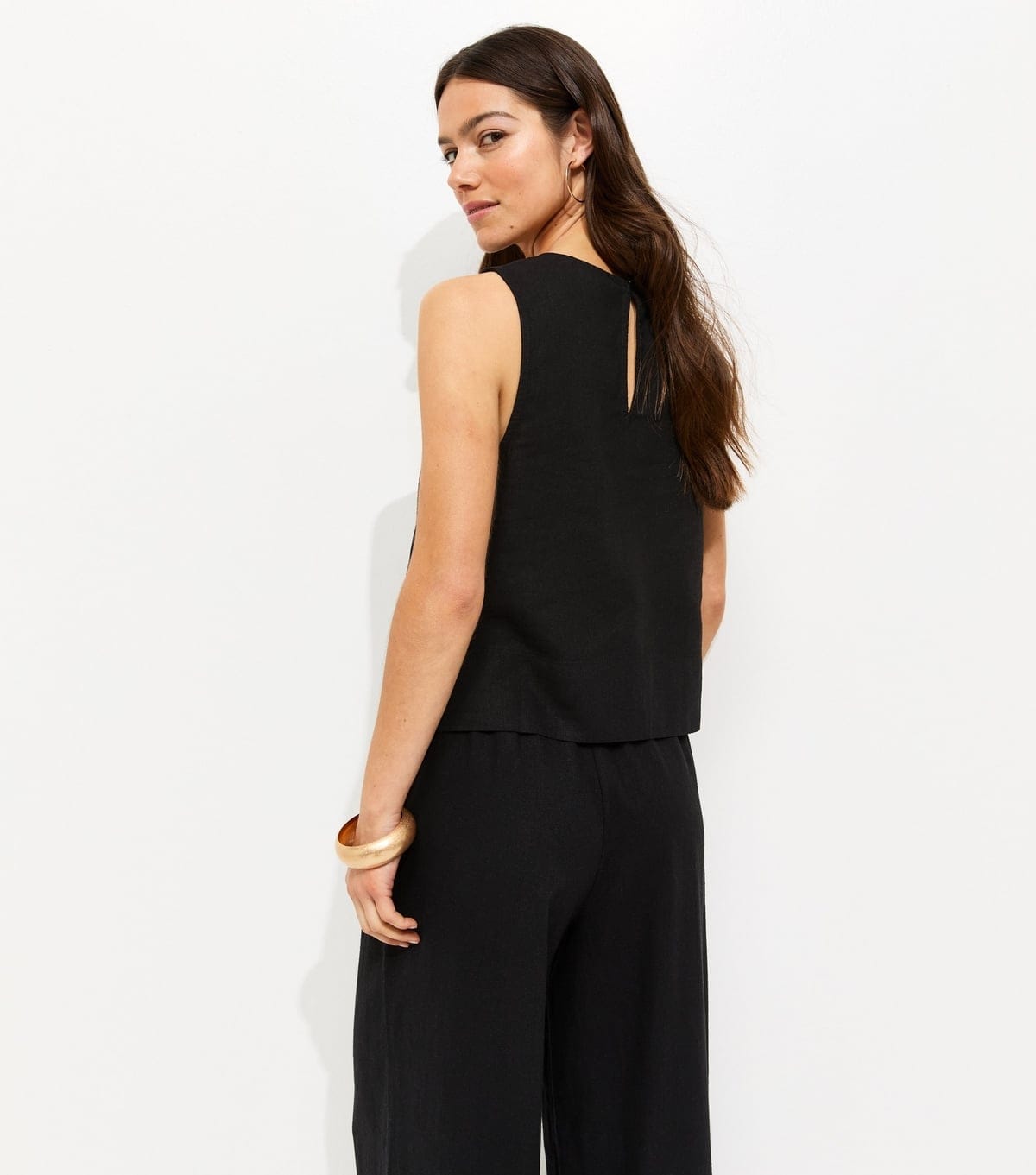 New Look Women's Petite Black Linen Blend Sleeveless Top New Look - 4