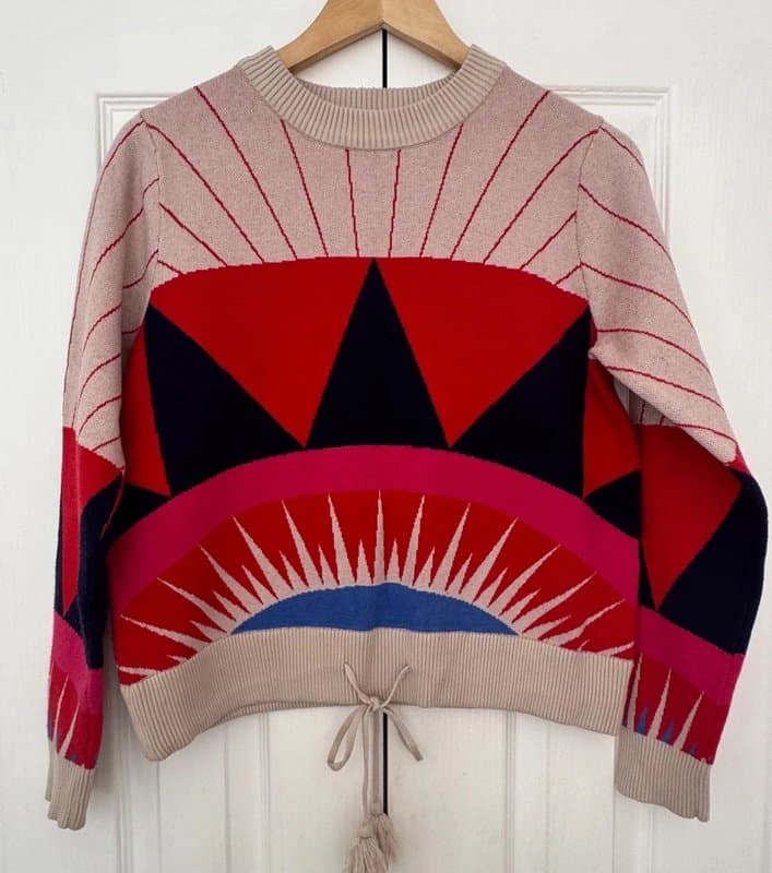 Never Fully Dressed Never Fully Dressed Aztec Tassel Jumper Multicoloured Sun Knit Size S
