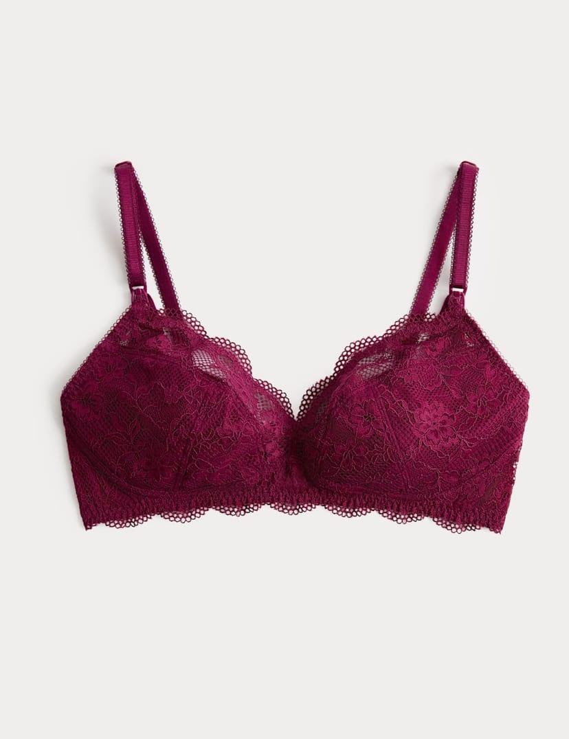 Marks & Spencer M&S Jasmine Lace Non Wired Maternity Nursing Bra B-H Dark Raspberry - 1