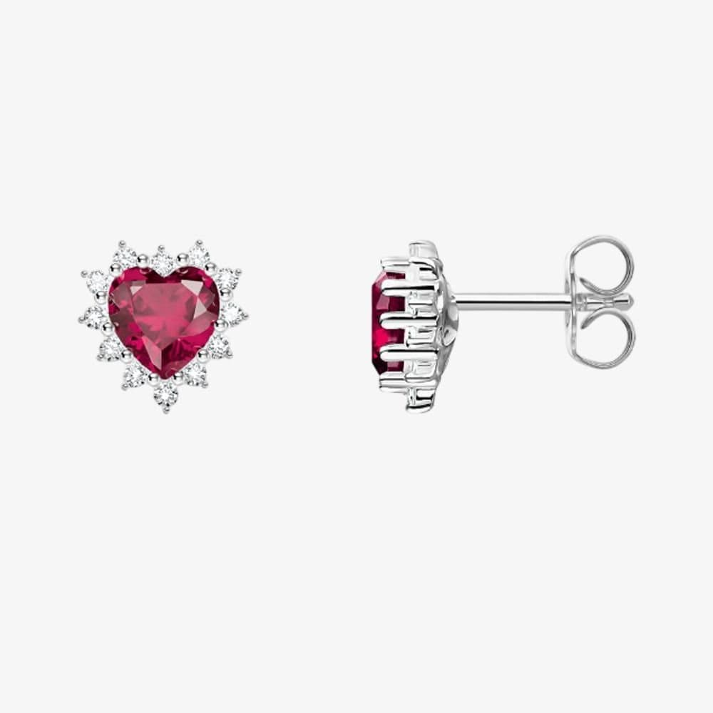 Thomas Sabo THOMAS SABO Women's Romance Silver Ruby & Cubic Zirconia Heart Stud Earrings H2315-013-10