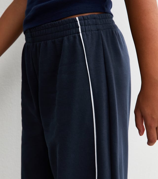 New Look Girls' Navy Contrast Trim Cuffed Joggers New Look - 3