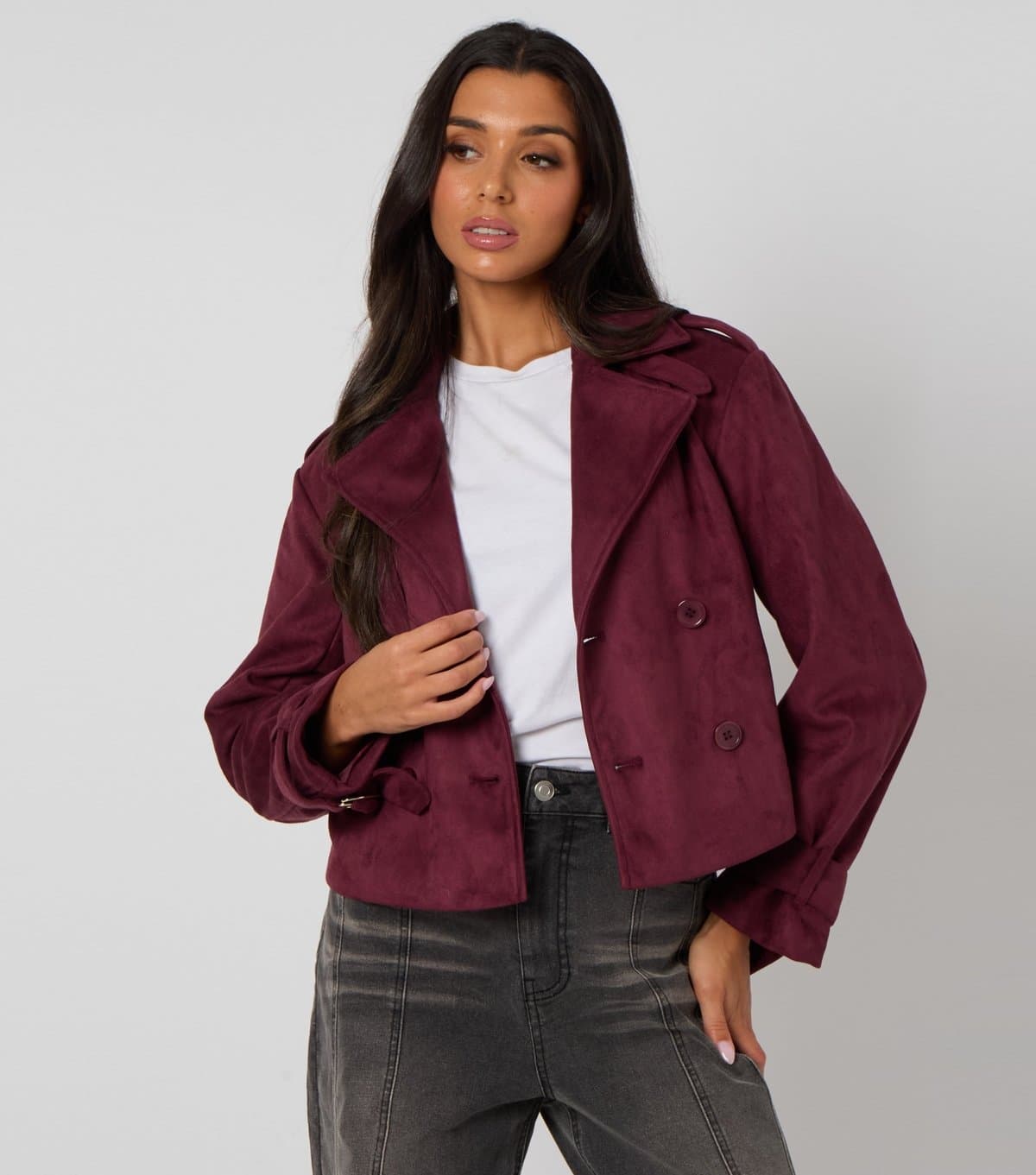 Urban Bliss Women's Dark Purple Faux Suede Jacket Urban Bliss New Look
