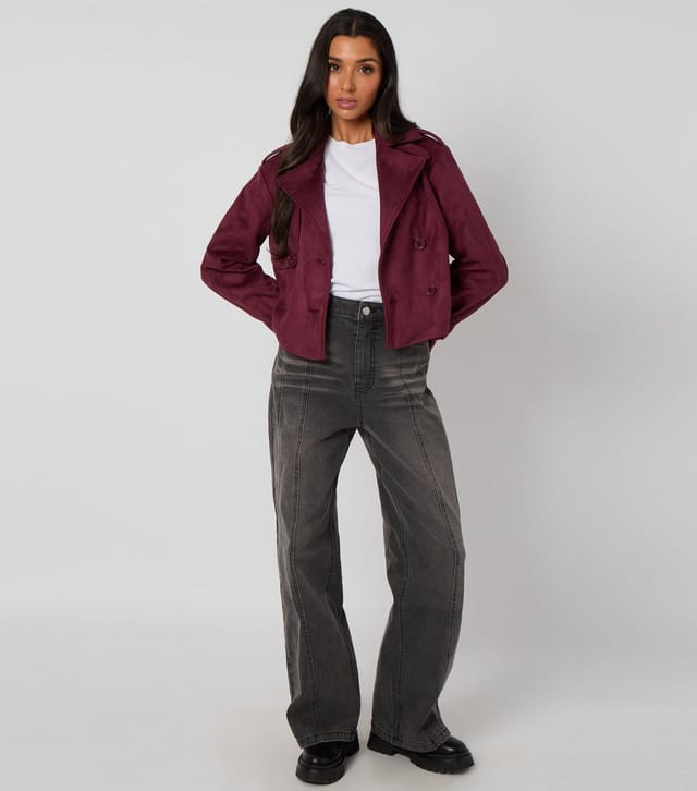 Urban Bliss Women's Dark Purple Faux Suede Jacket Urban Bliss New Look - 3
