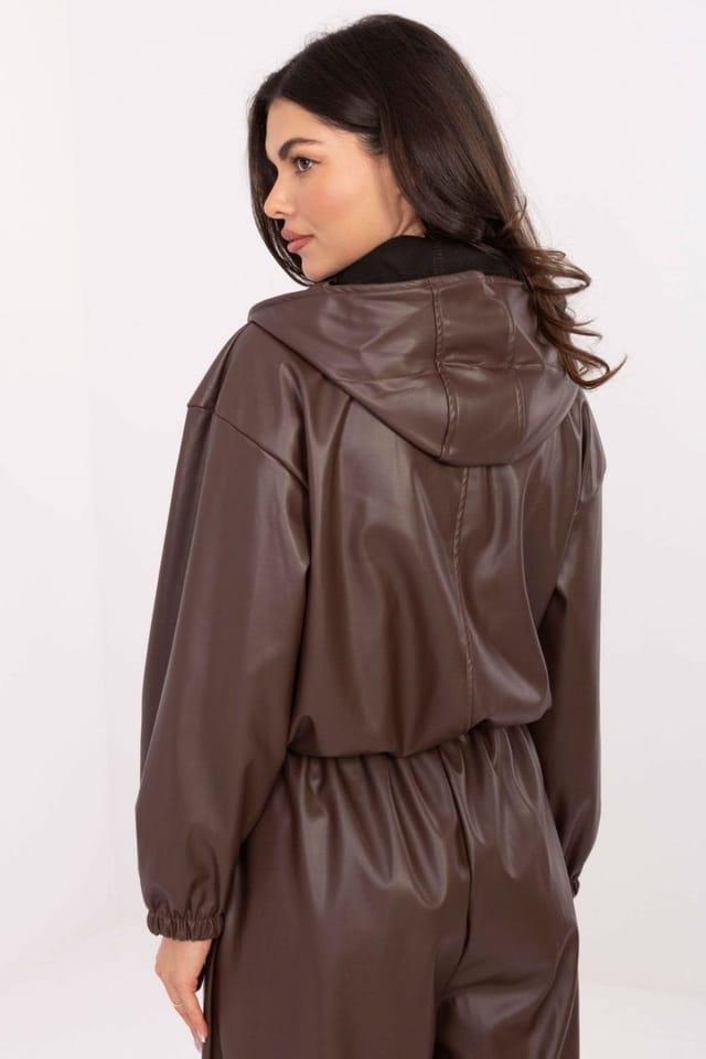 Love Lace Love Lace Women's Stylish Short Insulated Zip Jacket in Brown - 3
