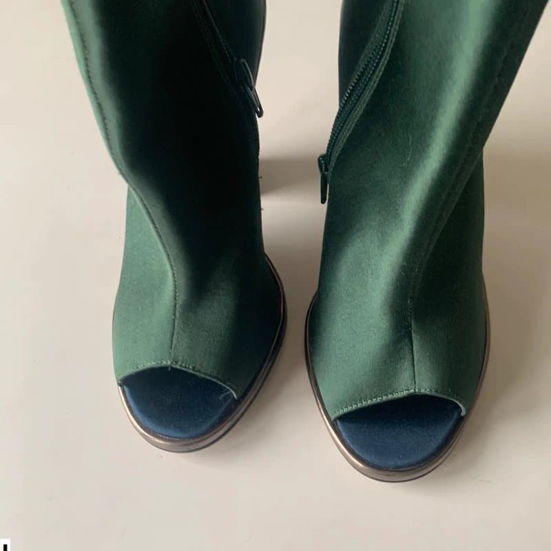 Topshop Topshop £65 5 ankle boots new bnwt high block heel green navy satin
