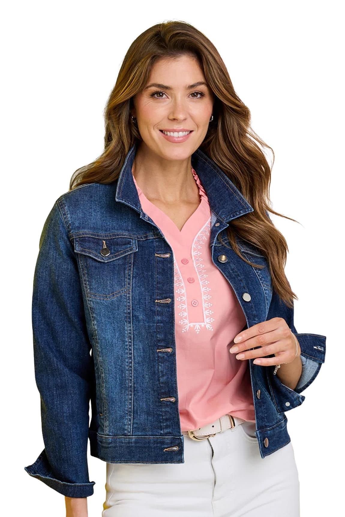 Amber Amber Blue Denim Western Style Jacket