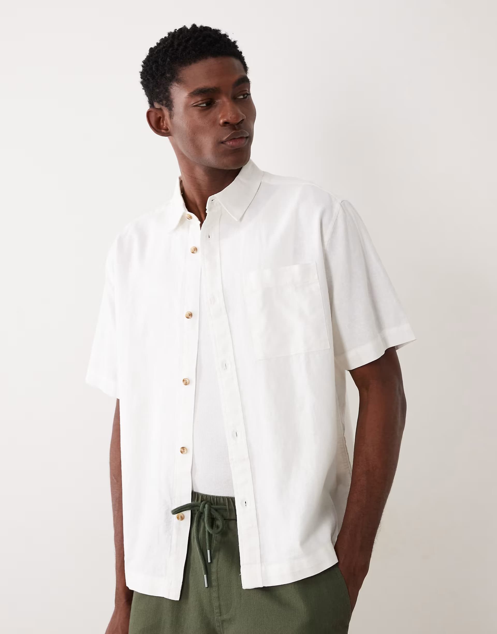 ASOS ASOS DESIGN relaxed linen blend shirt in white