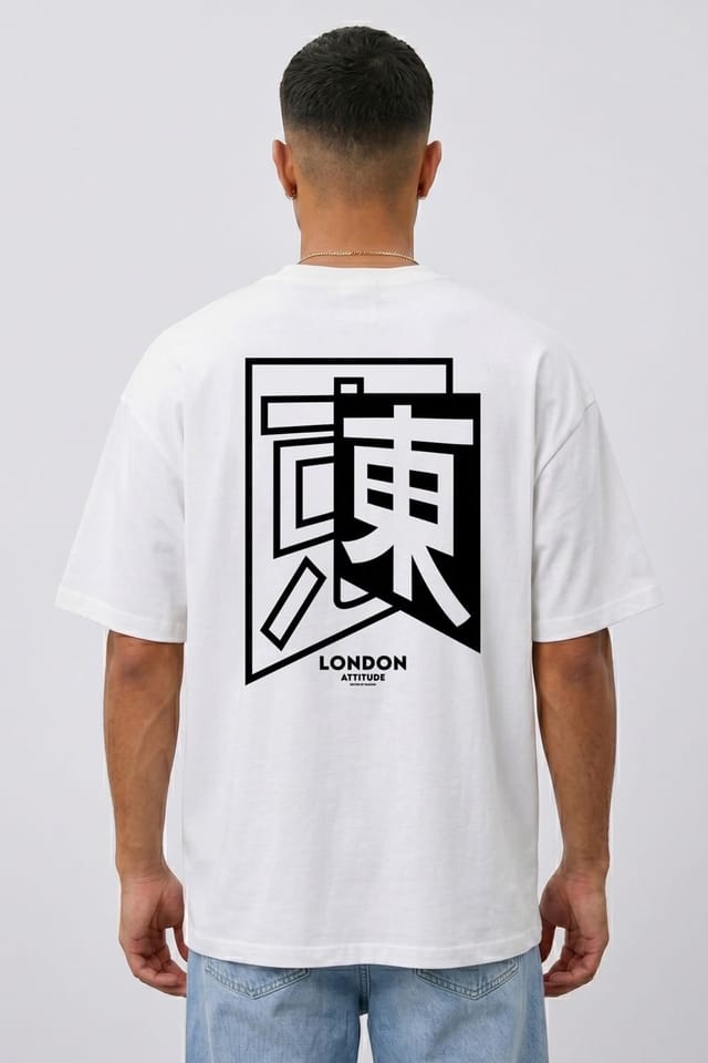 LONDON ATTITUDE LONDON ATTITUDE Men's Japanese Inspired Oversized Heavyweight Cotton White T-Shirt - 2