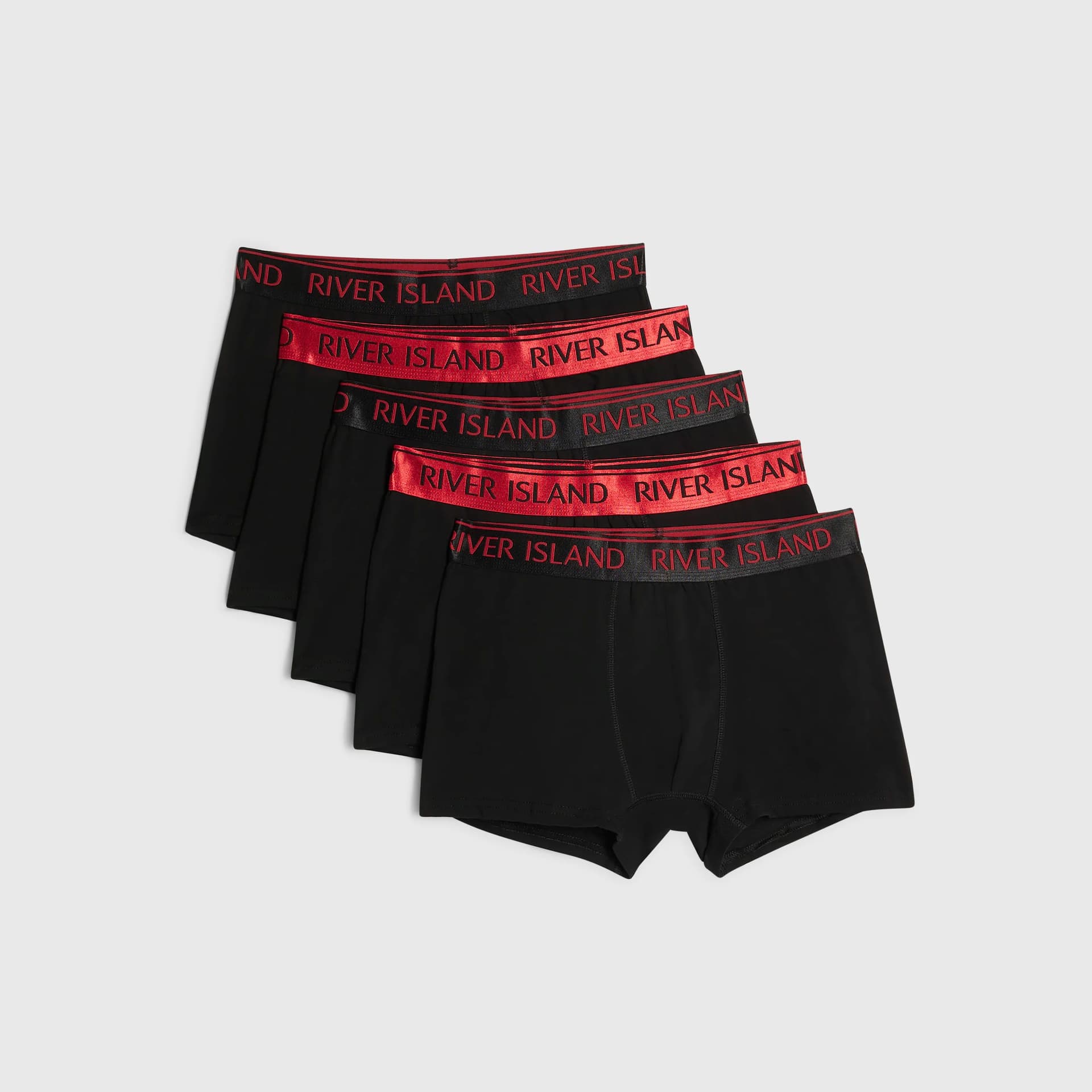 River Island Mens River Island Red And Black Tipped Pack Of 5 Trunks