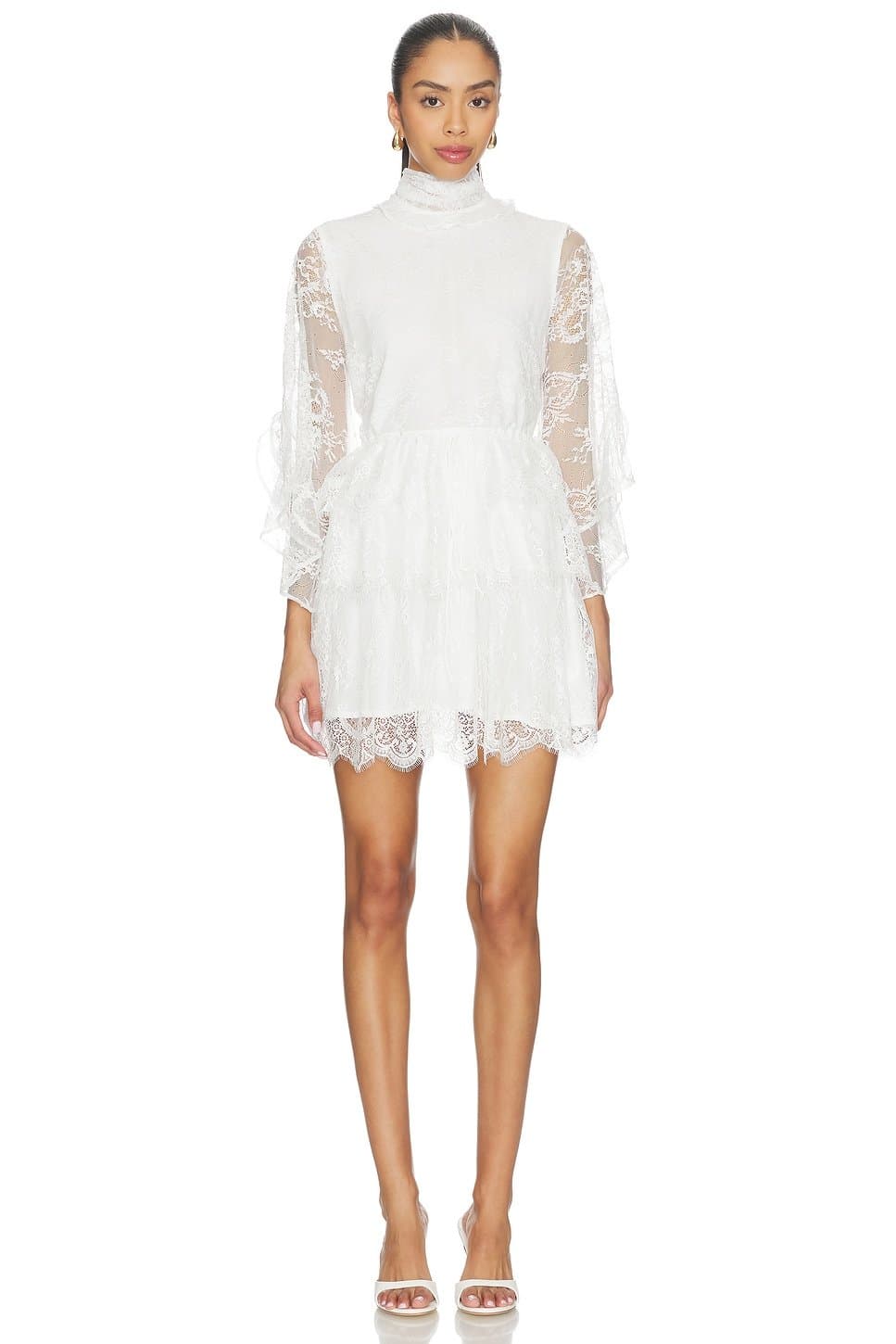 revolve Norah Ruffle Lace Mini Dress