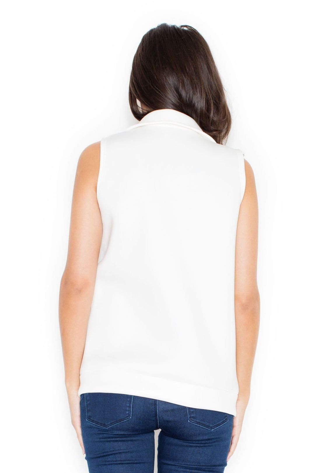 Love Lace Love Lace Women's Smooth Zipped Vest with Classic Lapels in White - 4