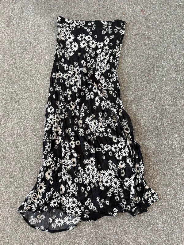 Bershka Floral silk midi skirt