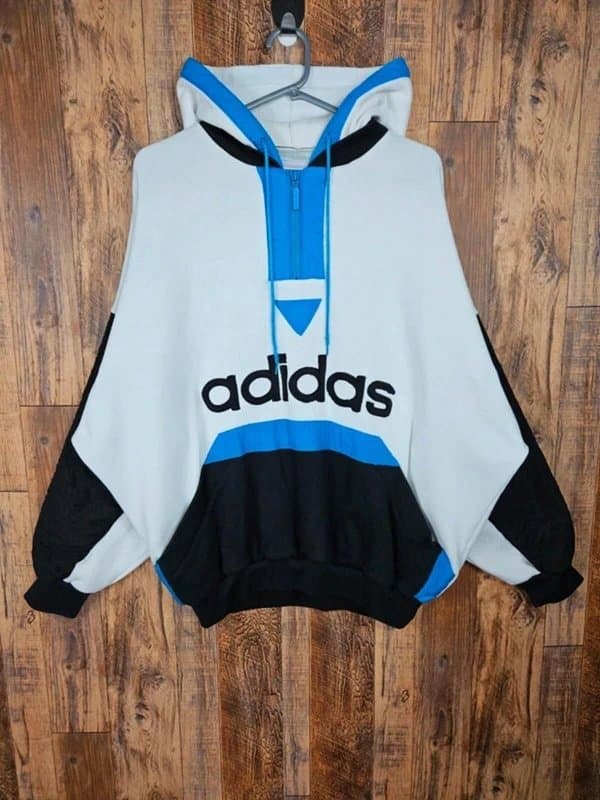 adidas Adidas Retro Style Hoodie with Blue and Black Accents