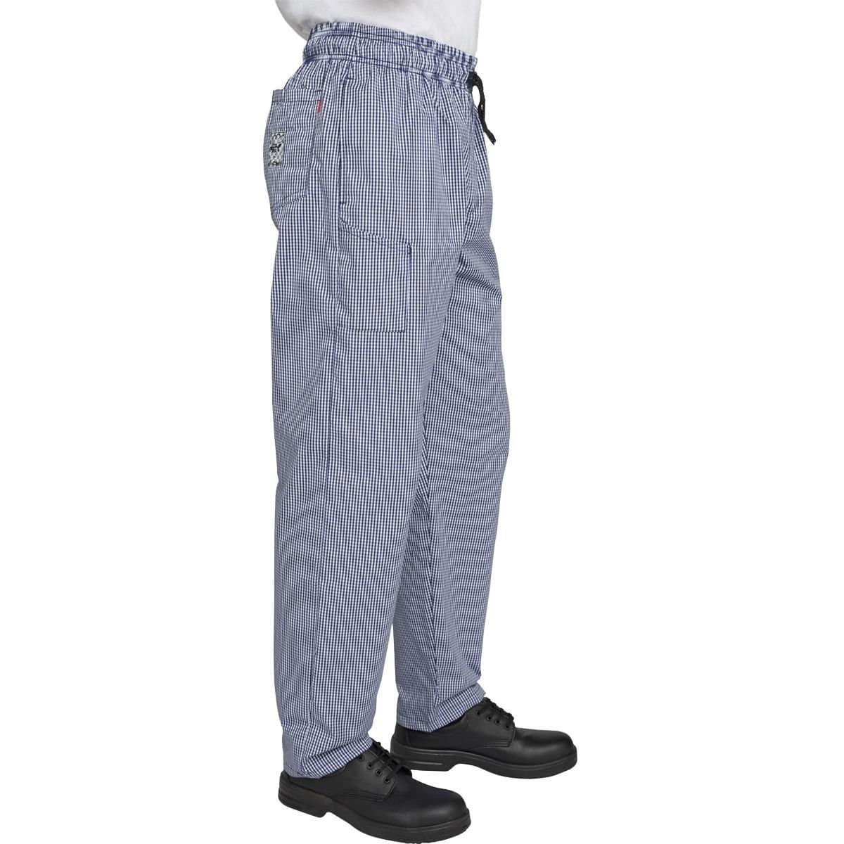 Le Chef Le Chef Men's Professional Checked Chef Trousers in Blue
