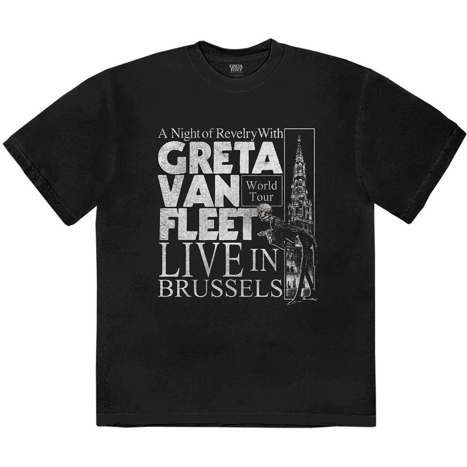 Greta Van Fleet Greta Van Fleet Men's Night Of Revelry Cotton T-Shirt in Black - 1