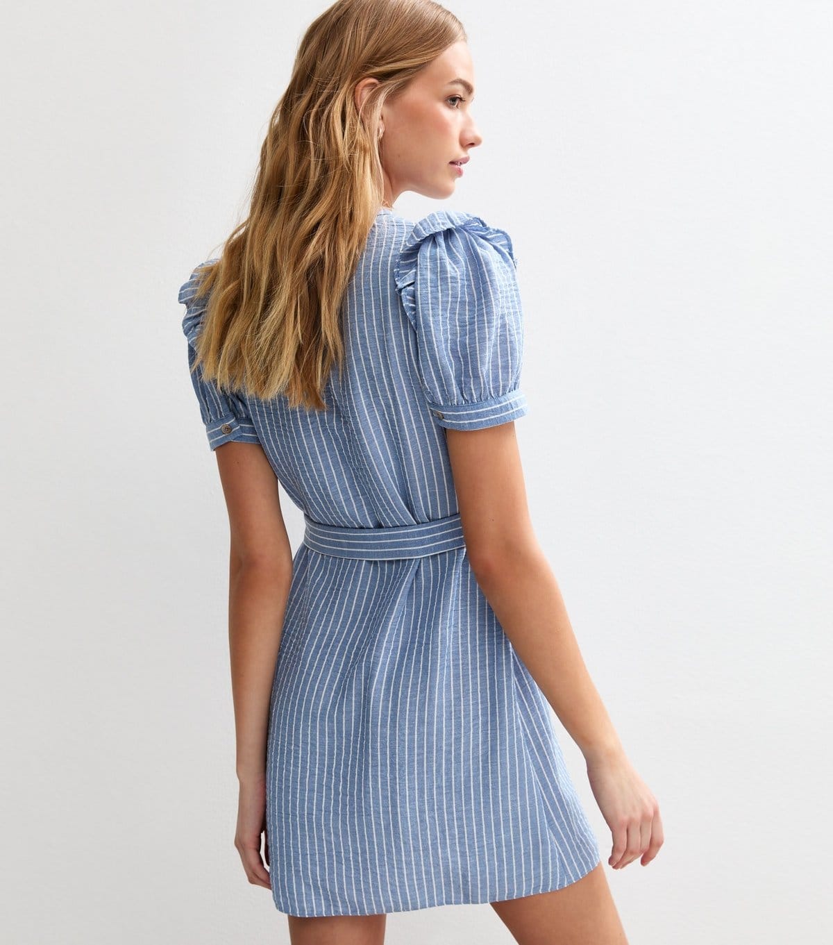 New Look Women's Blue Striped Belted Mini Dress New Look - 4