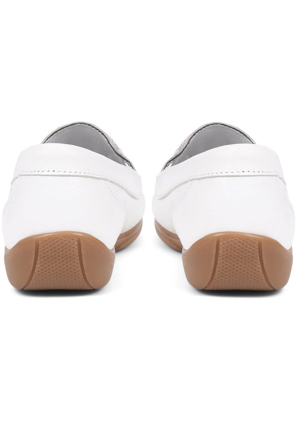 Pavers Pavers Women's Embroided Panel Leather Loafers in White - 3