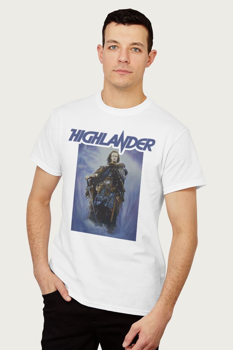 Highlander Highlander Men's 1986 Theatrical Poster T-Shirt in White