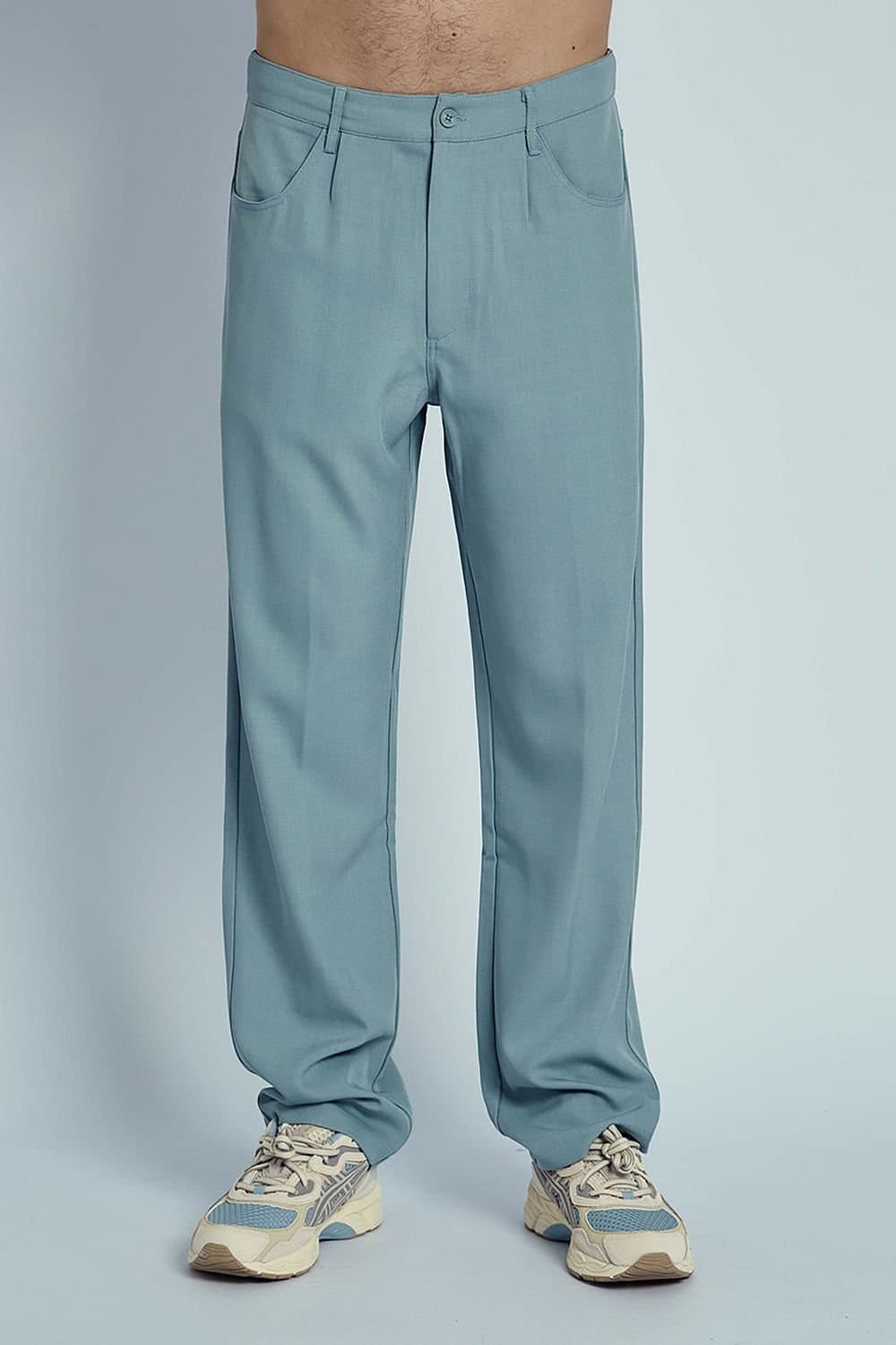 Native Youth Native Youth Men's Straight-Leg Tailored Trousers in Blue