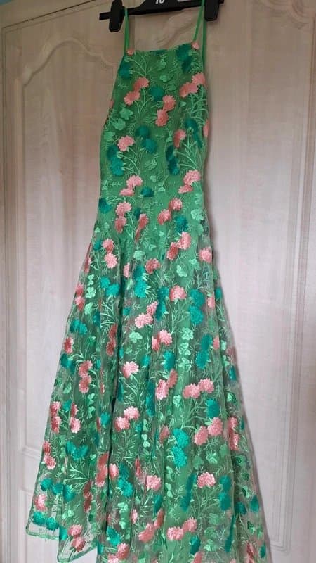 ASOS ASOS premium backless tulle green floral dress