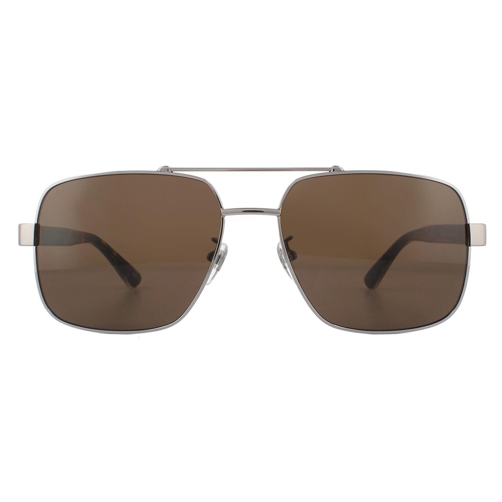 Gucci Gucci Men's Square Ruthenium Havana Brown Sunglasses in Grey - 1