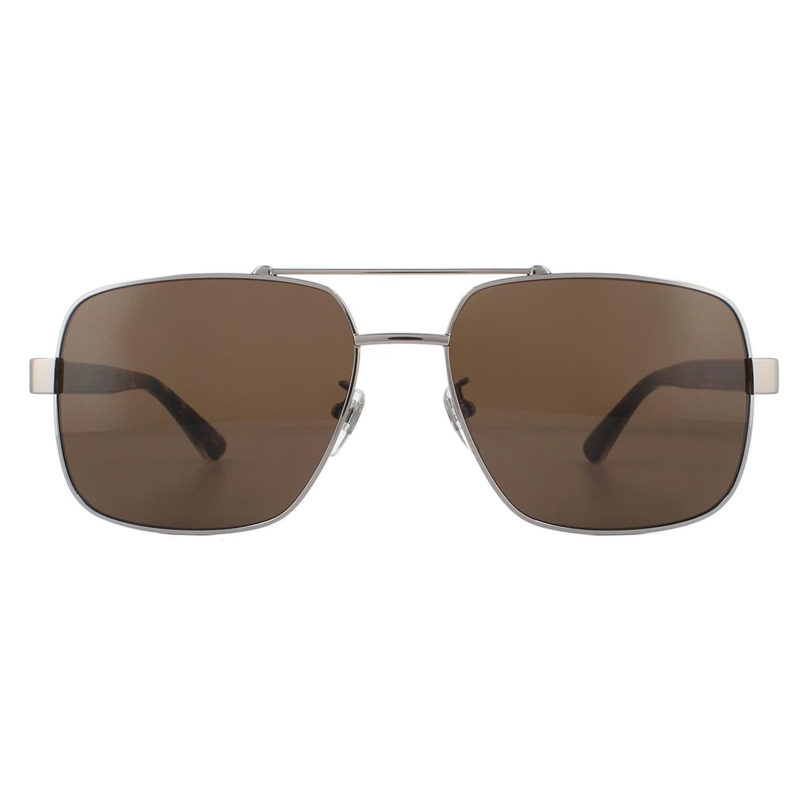 Gucci Gucci Men's Square Ruthenium Havana Brown Sunglasses in Grey