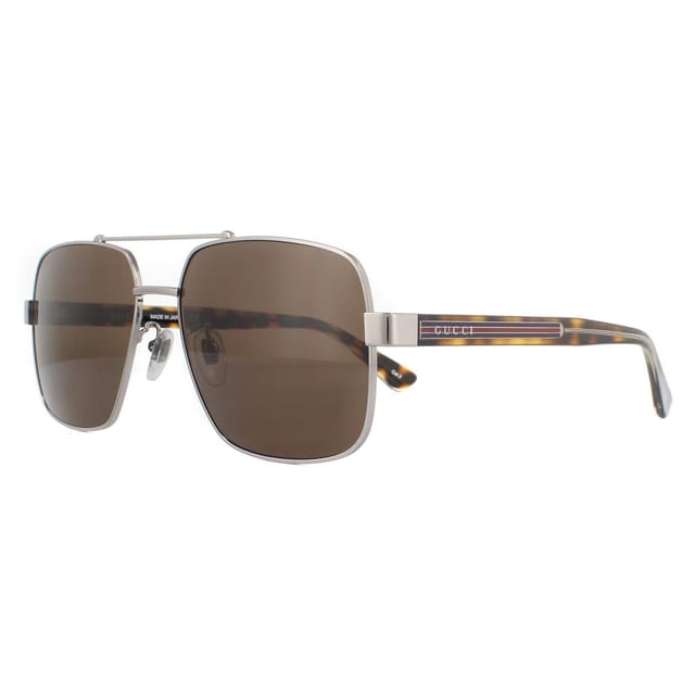 Gucci Gucci Men's Square Ruthenium Havana Brown Sunglasses in Grey - 2