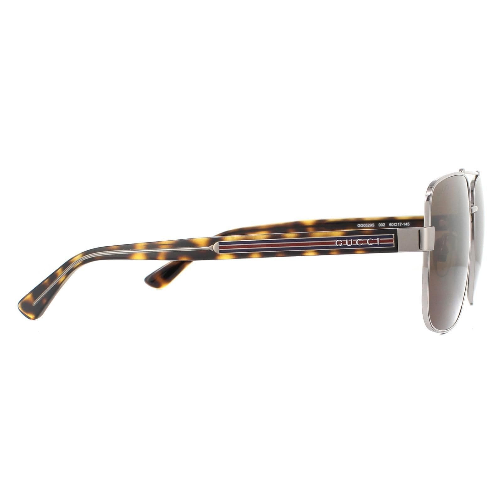 Gucci Gucci Men's Square Ruthenium Havana Brown Sunglasses in Grey - 4