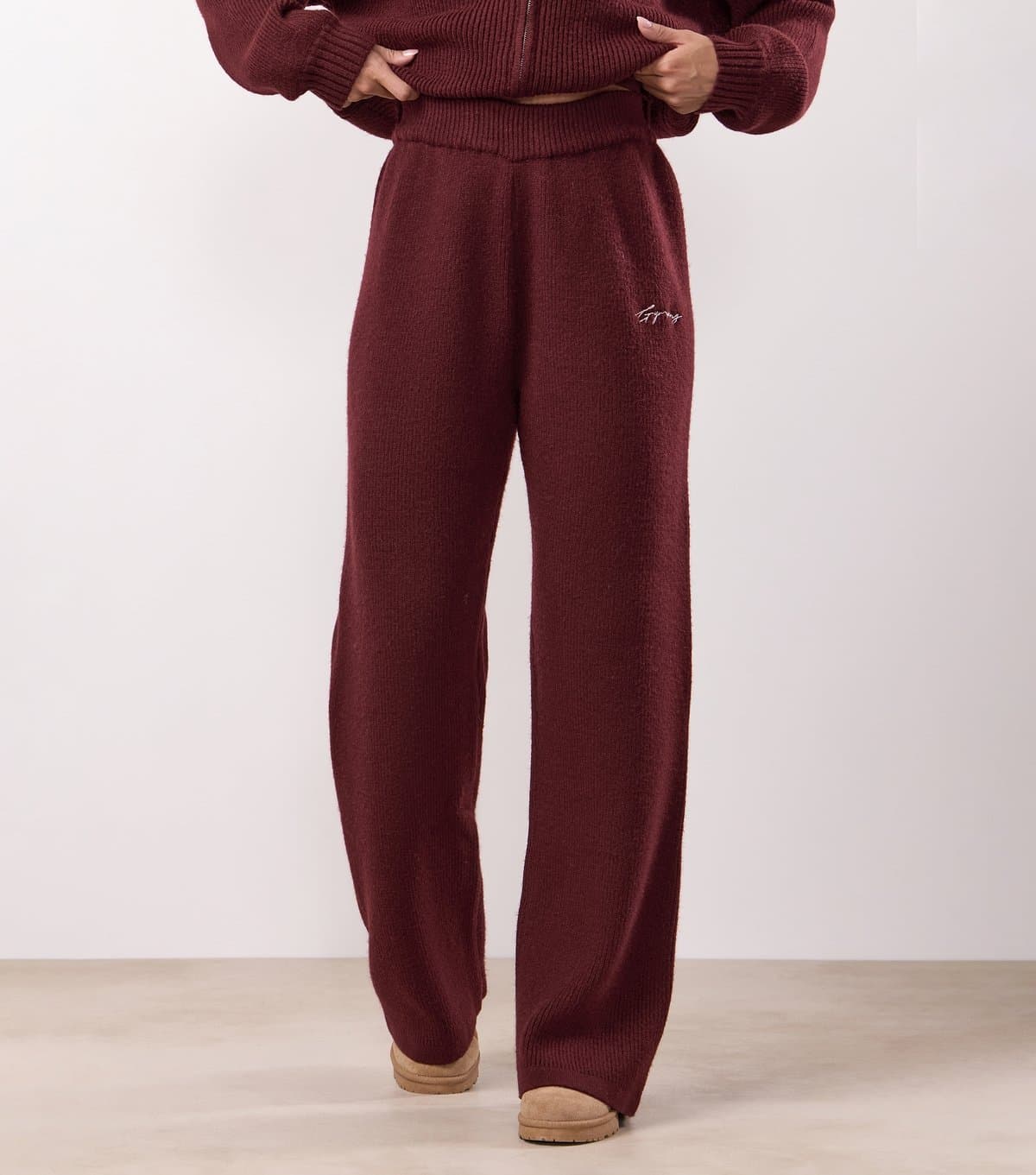 Gym King Gym King Burgundy Rib Knit Trousers