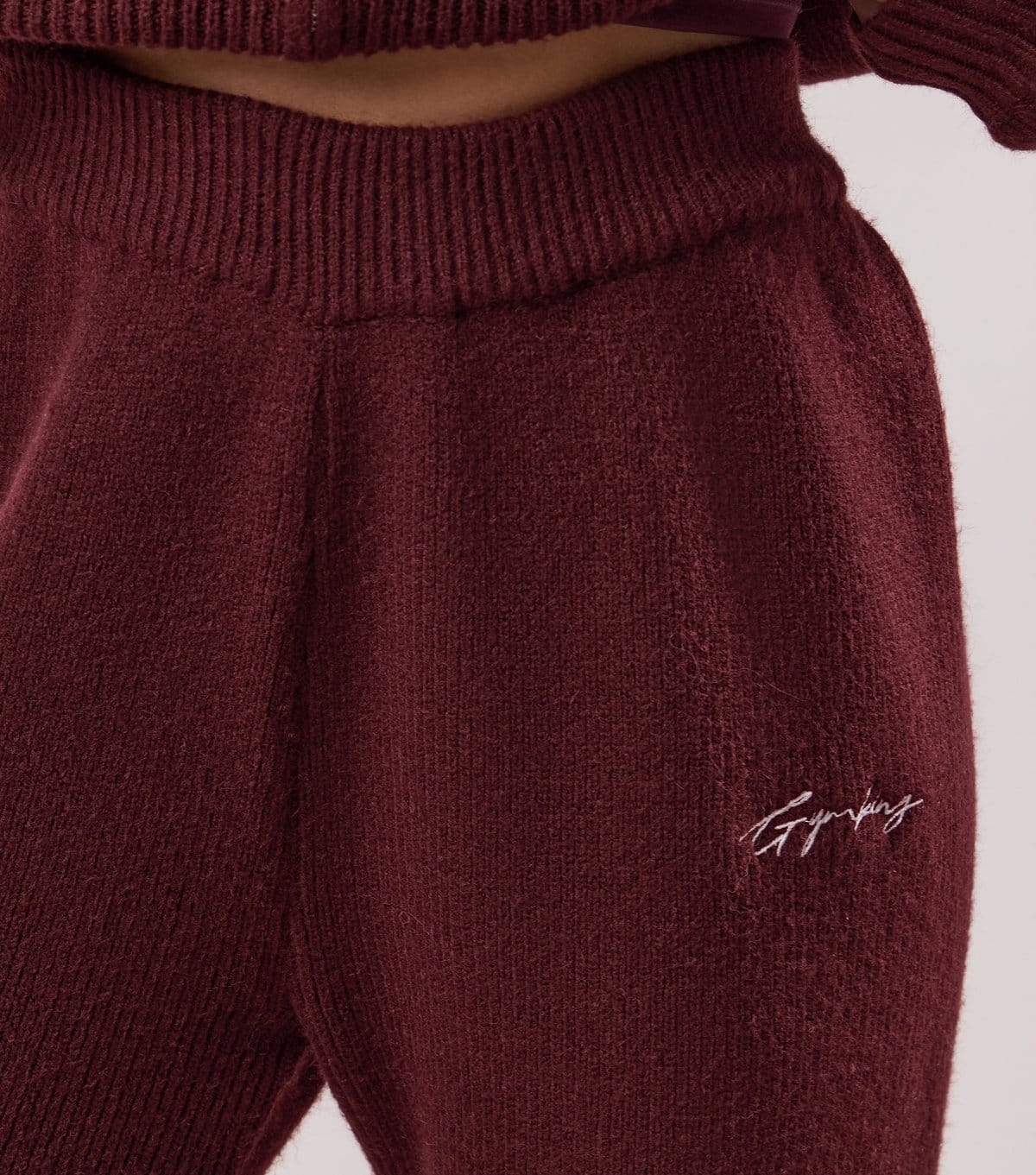 Gym King Women's Burgundy Rib Knit Trouser Gym King New Look - 4